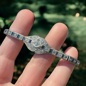 🌺Vintage Art Deco Sapphire Glass Bracelet